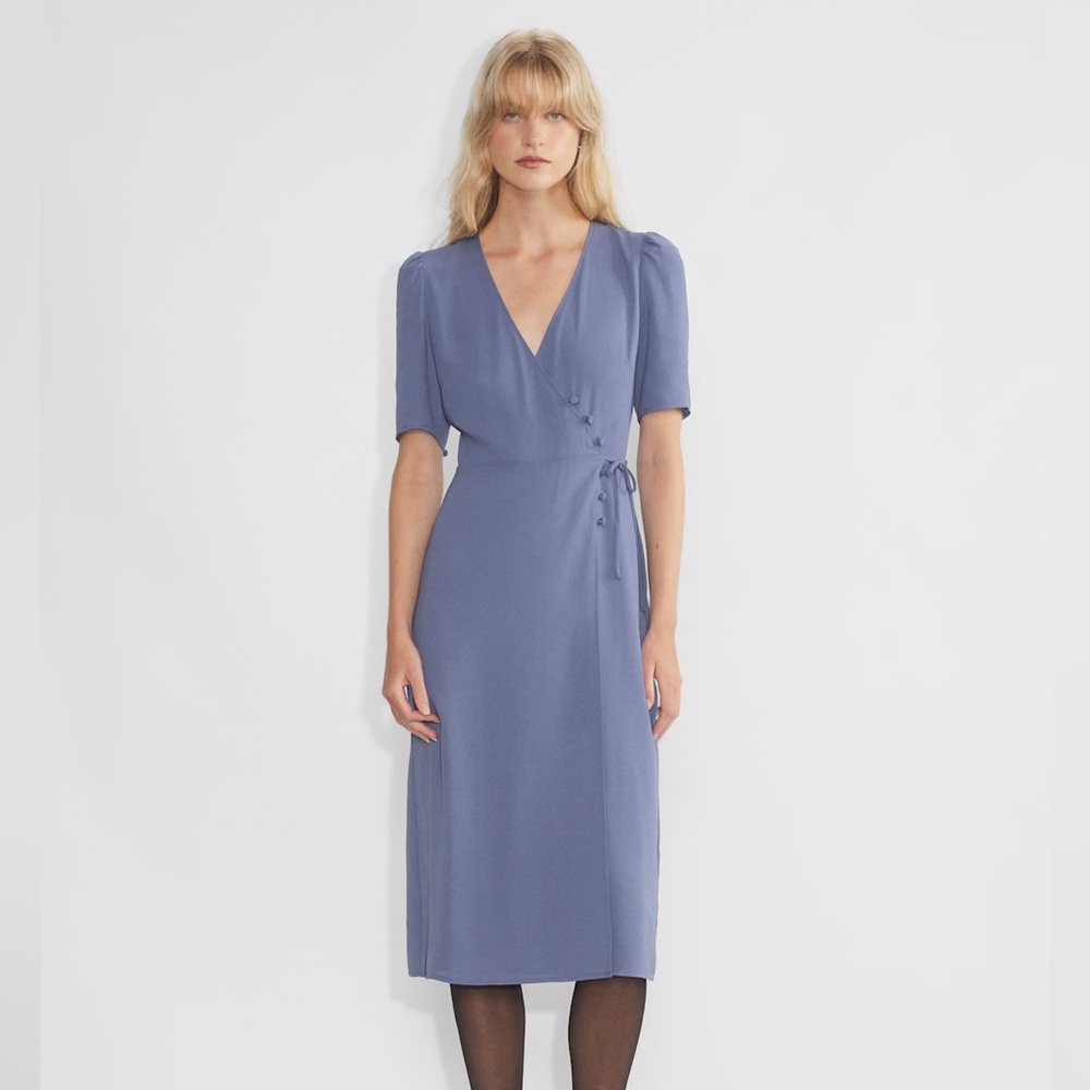 Aritzia Wilfred Lulea Satin Wrap Midi Dress Size 10